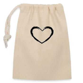 heart - Closable cotton gift bag (14x20cm) - nature - Front