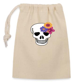 Skull flower - Closable cotton gift bag (14x20cm) - nature - Front