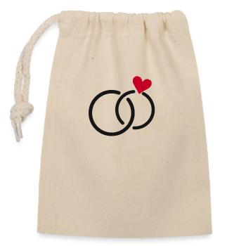 Mariage Mariage mariage mariage alliance couples bague coeur - Sac cadeau en coton avec cordon (14 x 20 cm) - nature - Devant