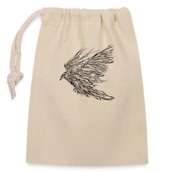 Flying raven - Closable cotton gift bag (14x20cm) - nature - Front