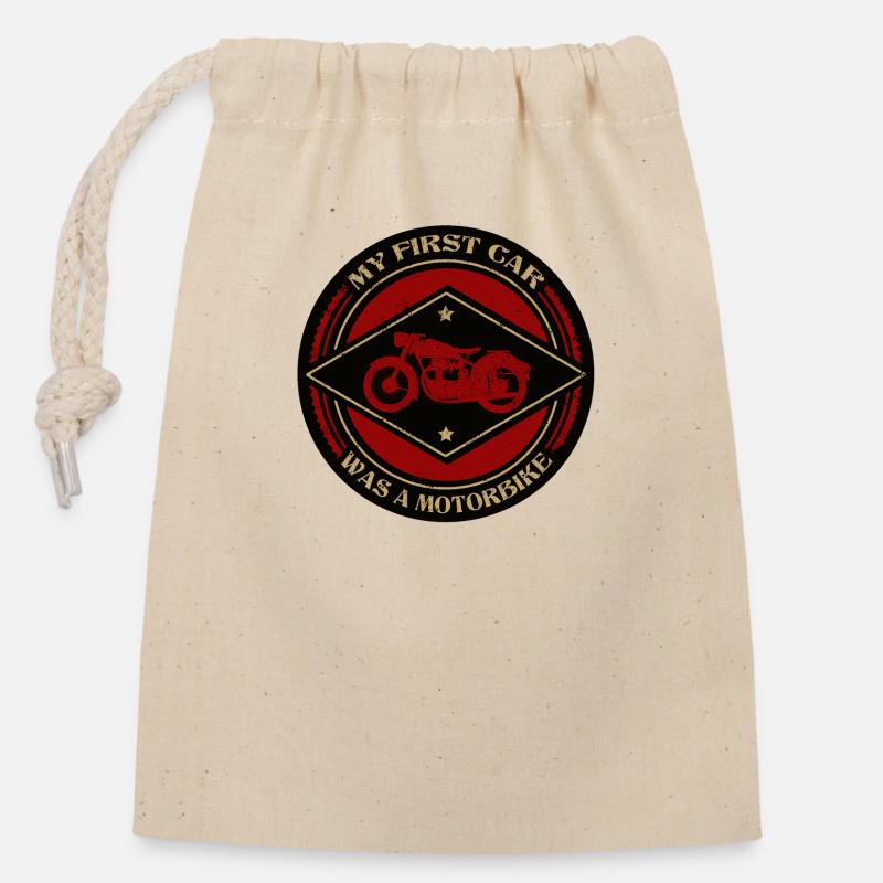 Motorcycle - Closable cotton gift bag (14x20cm) - nature