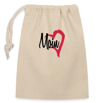 Coeur de moin - Sac cadeau en coton avec cordon (14 x 20 cm) - nature - Devant