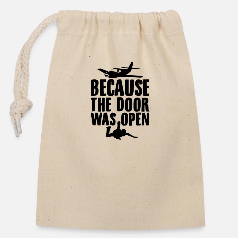 Skydive | Parachute Skydiving Skydiver Gifts - Closable cotton gift bag (14x20cm) - nature