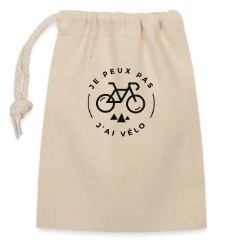 Je peux pas j'ai vélo - Sac cadeau en coton avec cordon (14 x 20 cm) - nature - Devant