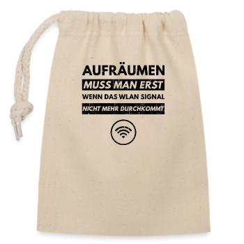 Aufräumen Wlan Signal Wifi Nerd Geek Geschenk Fun - Verschließbarer Geschenkbeutel aus Baumwolle (14x20cm) - Natur - Vorne