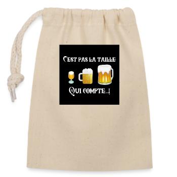 C'est pas la taille qui compte Humour Apéro poster - Sac cadeau en coton avec cordon (14 x 20 cm) - nature - Devant