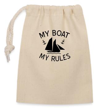boat - Closable cotton gift bag (14x20cm) - nature - Front