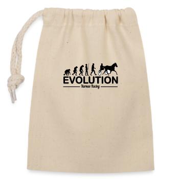 Trabrennen Trabrennsport Traber Evolution Lustig - Verschließbarer Geschenkbeutel aus Baumwolle (14x20cm) - Natur - Vorne