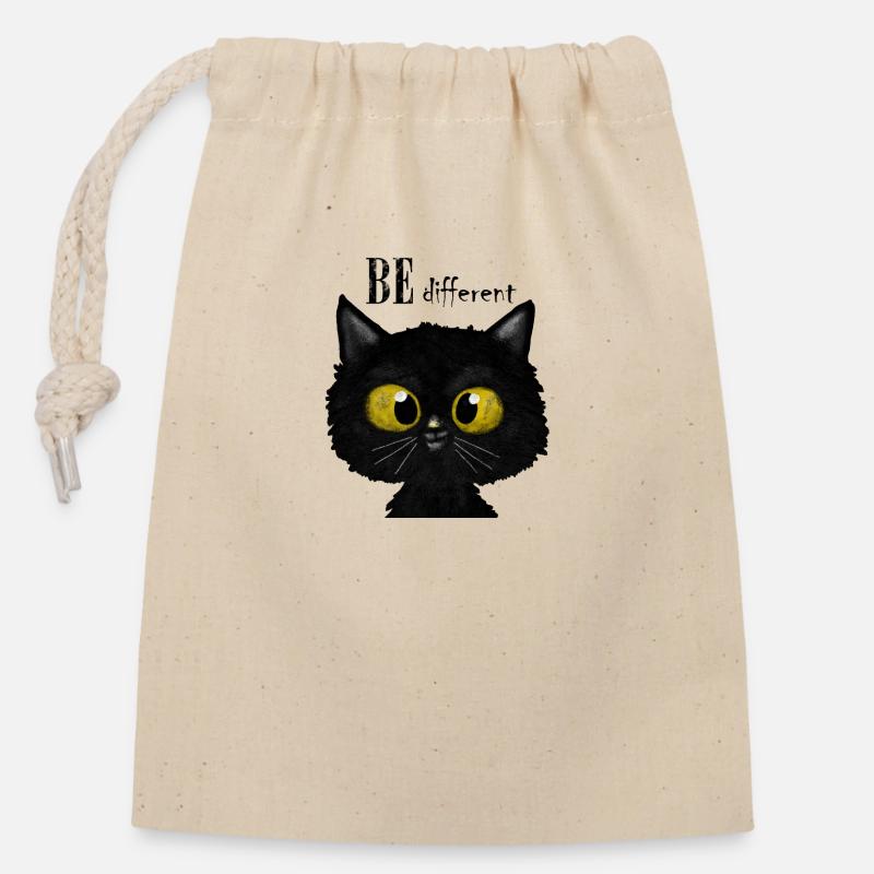 Blackcat - Closable cotton gift bag (14x20cm) - nature