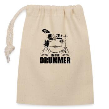 Schlagzeuger Musikinstrument | Drummer Geschenke - Verschließbarer Geschenkbeutel aus Baumwolle (14x20cm) - Natur - Vorne