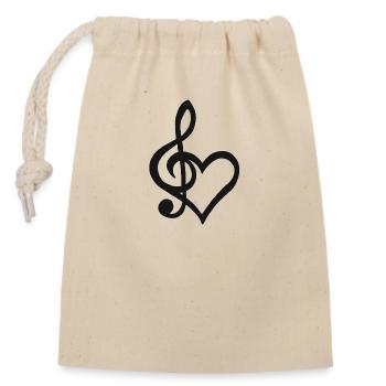Notenschlüssel Herz Sänger Musik Tanzen Singen - Verschließbarer Geschenkbeutel aus Baumwolle (14x20cm) - Natur - Vorne