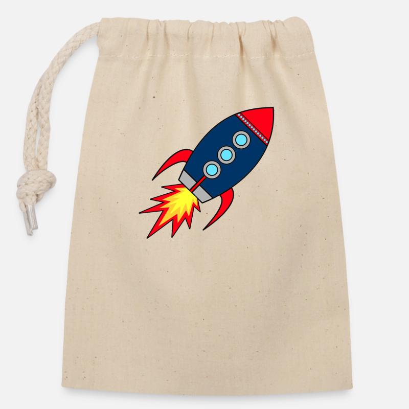 Démarrage de fusée * vaisseau spatial * astronaute * étoiles - Sac cadeau en coton avec cordon (14 x 20 cm) - nature