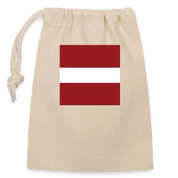 Latvia Flag, Latvian Pride Patriotic Gift - Closable cotton gift bag (14x20cm) - nature - Front