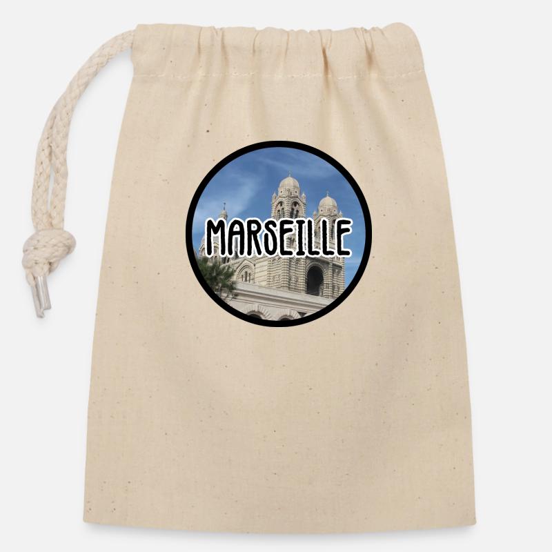 Marseille La Major - Sac cadeau en coton avec cordon (14 x 20 cm) - nature