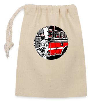 fire Department - Closable cotton gift bag (14x20cm) - nature - Front