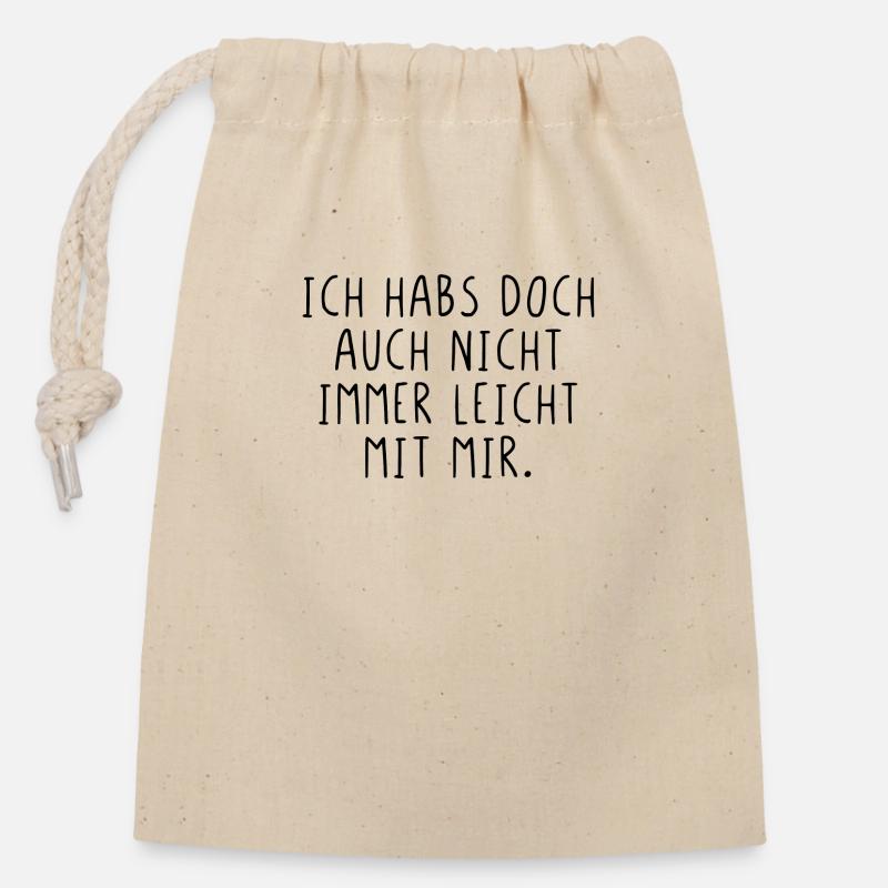 Ich habs doch auch nicht immer leicht mit mir - Verschließbarer Geschenkbeutel aus Baumwolle (14x20cm) - Natur