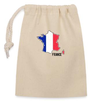 France Flag Map Outline - Closable cotton gift bag (14x20cm) - nature - Front