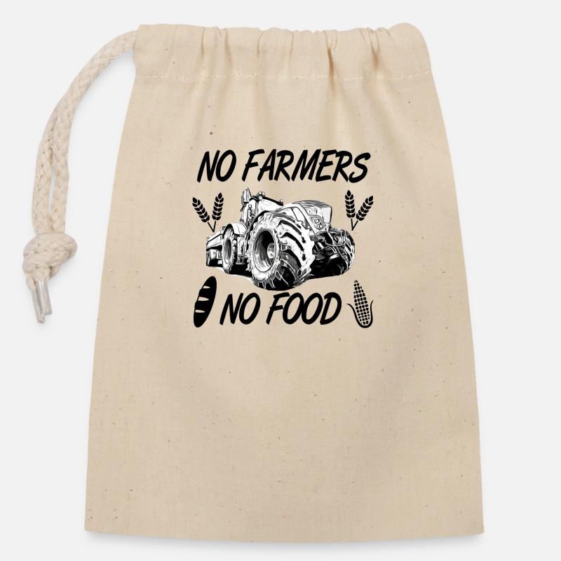 Tracteur - Sac cadeau en coton avec cordon (14 x 20 cm) - nature