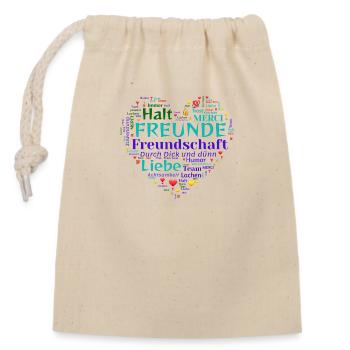 Friends - Closable cotton gift bag (14x20cm) - nature - Front