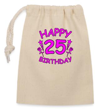 Birthday - Closable cotton gift bag (14x20cm) - nature - Front