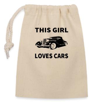Car - Closable cotton gift bag (14x20cm) - nature - Front