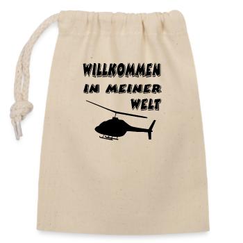 Hubschrauber - Verschließbarer Geschenkbeutel aus Baumwolle (14x20cm) - Natur - Vorne