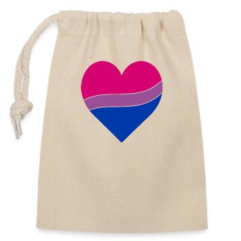 Bisexual Herz | Pride - Verschließbarer Geschenkbeutel aus Baumwolle (14x20cm) - Natur - Vorne