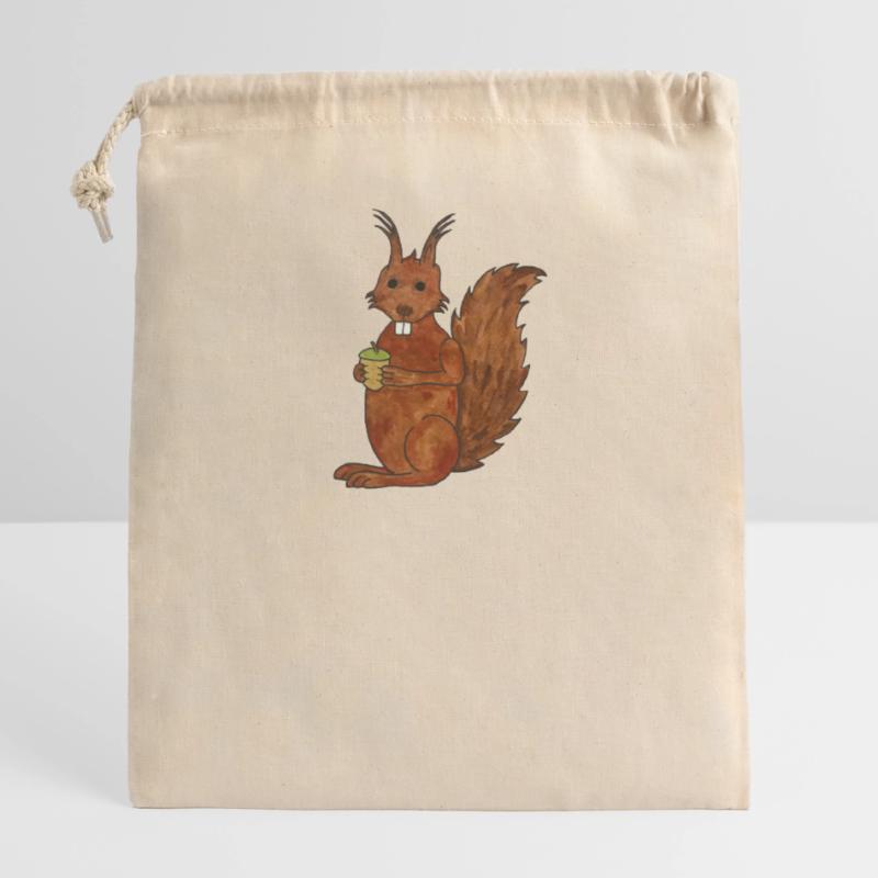 süßes niedliches Eichhörnchen mit Eichennuss Verschließbarer Geschenkbeutel aus Baumwolle (14x20cm)