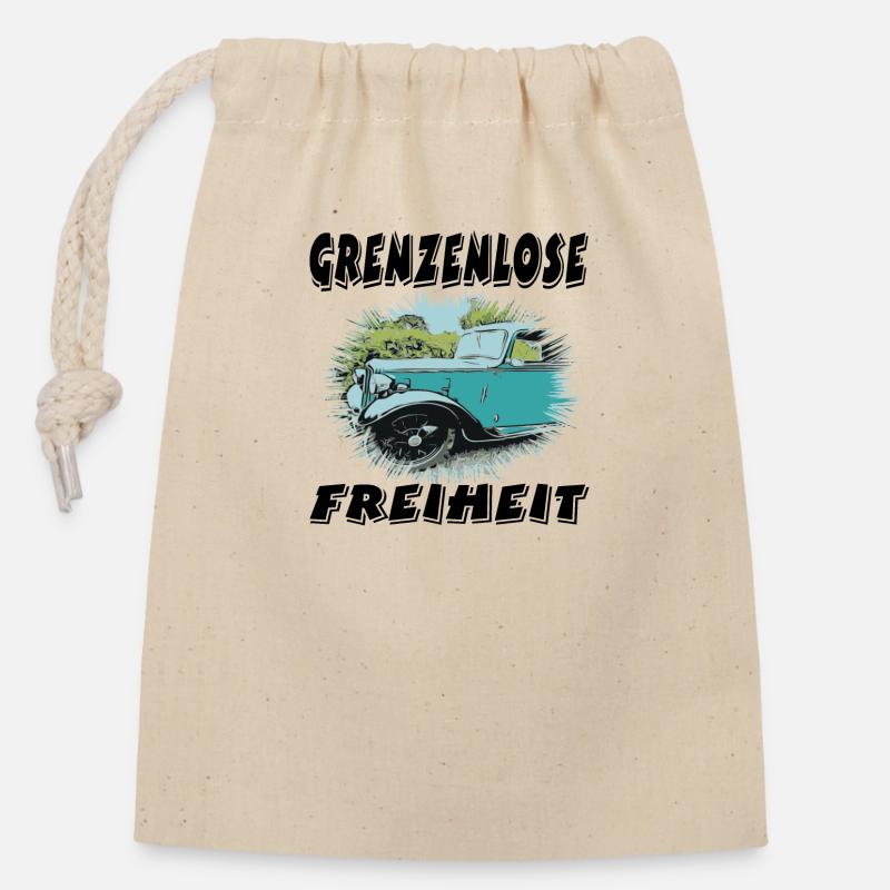 Auto - Verschließbarer Geschenkbeutel aus Baumwolle (14x20cm) - Natur