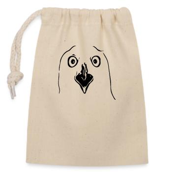 Drôle d’oiseau bizarre avec le bec et les yeux - Sac cadeau en coton avec cordon (14 x 20 cm) - nature - Devant