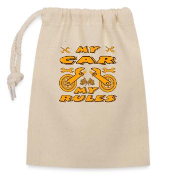 Car - Closable cotton gift bag (14x20cm) - nature - Front