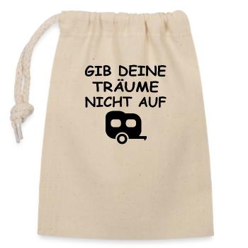 Camping - Verschließbarer Geschenkbeutel aus Baumwolle (14x20cm) - Natur - Vorne