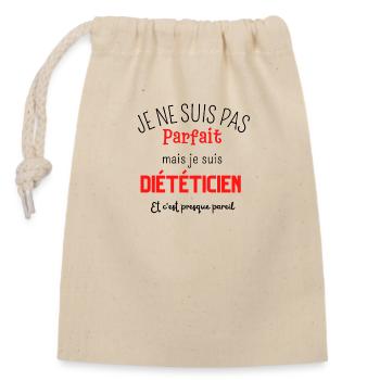 I'm not perfect but I'm a dietician - Closable cotton gift bag (14x20cm) - nature - Front