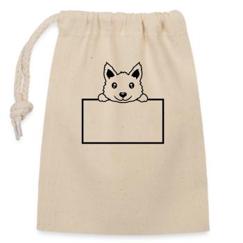 Insert Text Dog Shield - Closable cotton gift bag (14x20cm) - nature - Front