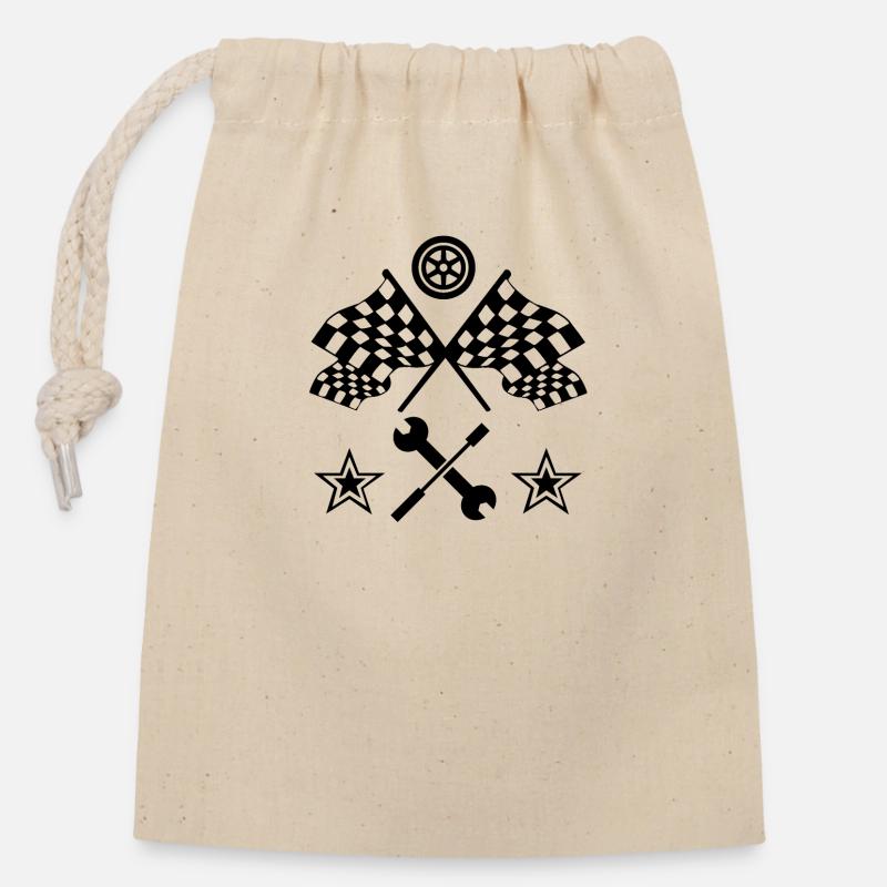 Car - Closable cotton gift bag (14x20cm) - nature