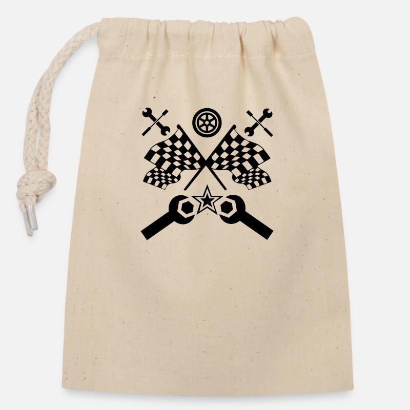Car - Closable cotton gift bag (14x20cm) - nature