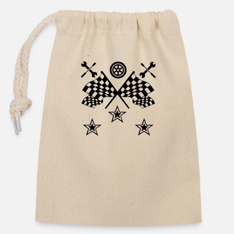 Voiture - Sac cadeau en coton avec cordon (14 x 20 cm) - nature
