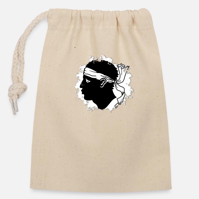 Drapeau Corse Original - Sac cadeau en coton avec cordon (14 x 20 cm) - nature