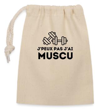 J'peux pas j'ai muscu - tshirt, sweat, pull - Sac cadeau en coton avec cordon (14 x 20 cm) - nature - Devant
