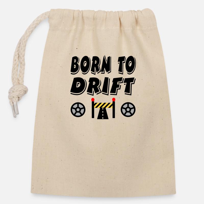 Car - Closable cotton gift bag (14x20cm) - nature