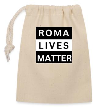 Roma Lives Matter - Verschließbarer Geschenkbeutel aus Baumwolle (14x20cm) - Natur - Vorne