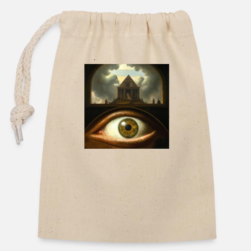 Secret Eye - Closable cotton gift bag (14x20cm) - nature