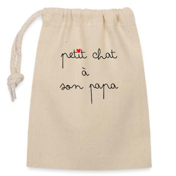 Petit chat à son papa - Sac cadeau en coton avec cordon (14 x 20 cm) - nature - Devant
