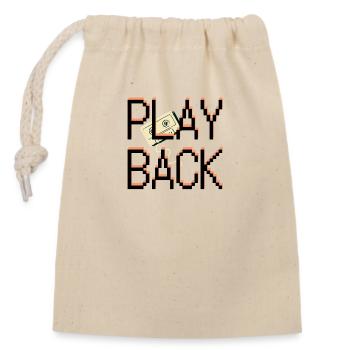 Spiel zurück, Play back, Playback, Singen, Sänger - Verschließbarer Geschenkbeutel aus Baumwolle (14x20cm) - Natur - Vorne
