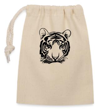 Tiger Big Cat with Vintage Stripe Pattern - Closable cotton gift bag (14x20cm) - nature - Front
