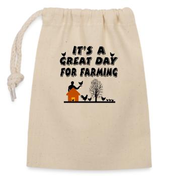 Ferme - Sac cadeau en coton avec cordon (14 x 20 cm) - nature - Devant