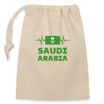 Saudi-Arabien Fußball 2022 Herzschlag - Verschließbarer Geschenkbeutel aus Baumwolle (14x20cm) - Natur - Vorne
