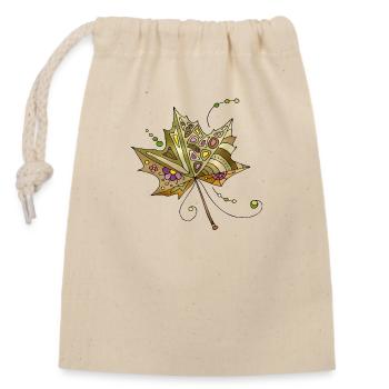 Leaf - Closable cotton gift bag (14x20cm) - nature - Front