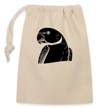 Perruche à collier Portrait Vintage Perroquet Dessin - Sac cadeau en coton avec cordon (14 x 20 cm) - nature - Devant