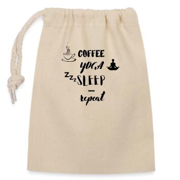 Coffee Yoga Sleep Repeat - Closable cotton gift bag (14x20cm) - nature - Front